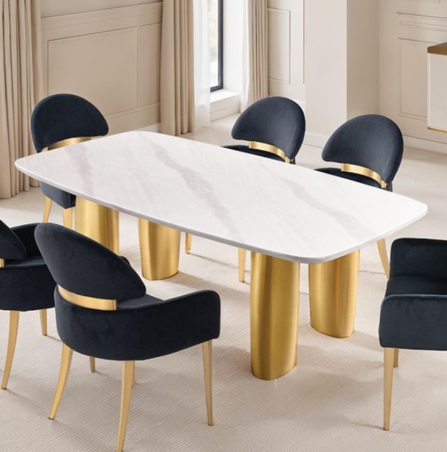 Furniture of America® Northall Gold/White Dining Table-1