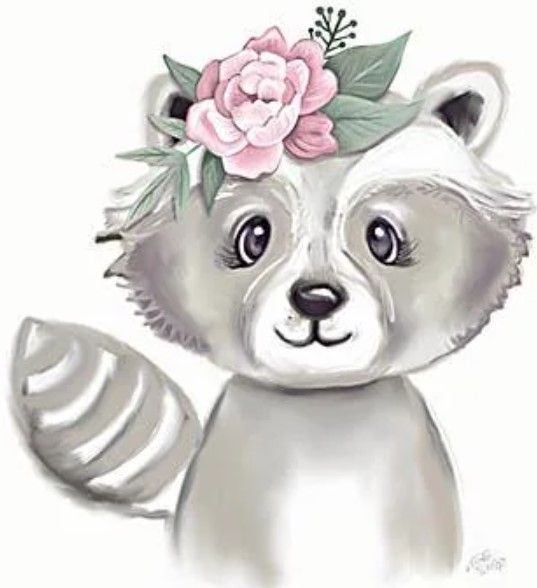 Classy Art Cute Floral Raccoon by Make Wells Wall Art-1