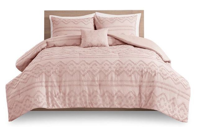 Olliix by Madison Park Annie Solid Blush Twin/Twin XL Clipped Jacquard Comforter Set-0