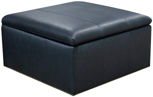 England Furniture Customizable Hendrix Leather Storage Ottoman with Nailhead Trim-0