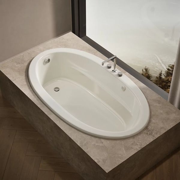 KOHLER® Sunward® Biscuit 72" x 42" Drop-In Heated BubbleMassage™ Air Bath-2