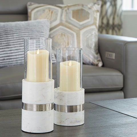 Signature Design by Ashley® Gracelyn 2-Piece White/Silver Candle Holders-1