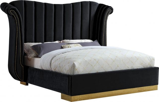 Meridian Furniture Flora Black Velvet Queen Bed-0