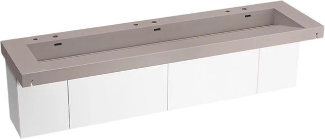 KOHLER® Constellation™ Neutral Concrete 90" Wall-Mount Trough Lavatory System and White Powder-Coated Shroud-0