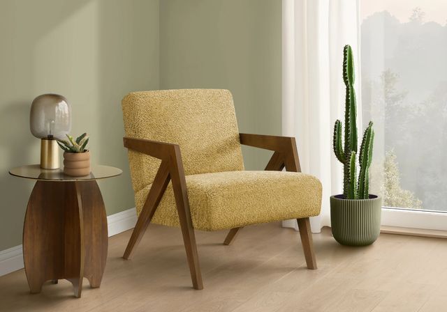 Monarch Specialties Inc. Brown Walnut/Yellow 30" Accent Chair-1