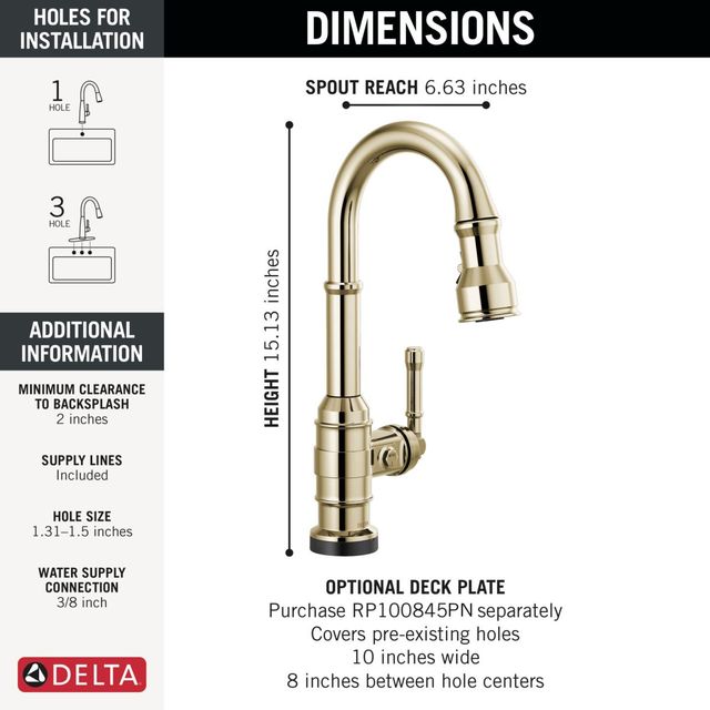 Delta Broderick® Polished Nickel Touch2O® Bar/Prep Faucet with Touchless Technology-1