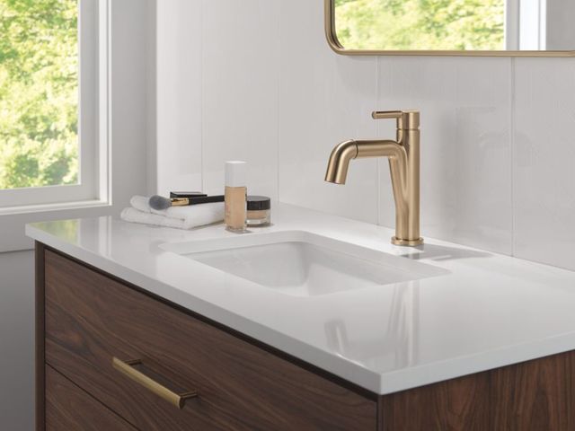 Delta Nicoli® Champagne Bronze Single Handle Pull-Down Bathroom Faucet-3