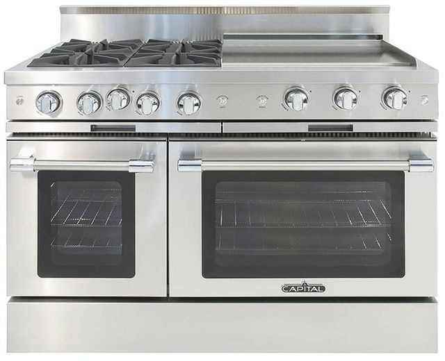 Capital Cooking™ Classic Chef 48" Stainless Steel Open Burner Pro Style Gas Range with 24" Griddle-0
