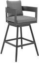 Armen Living Menorca Gray Aluminum/Fabric Outdoor Swivel Counter Stool-0