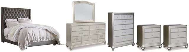 Signature Design by Ashley® Coralayne 6-Piece Gray Queen Upholstered Bed Set-0