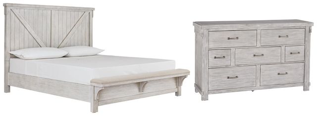 Signature Design by Ashley® Brashland 2-Piece White California King Panel Bed Set-0