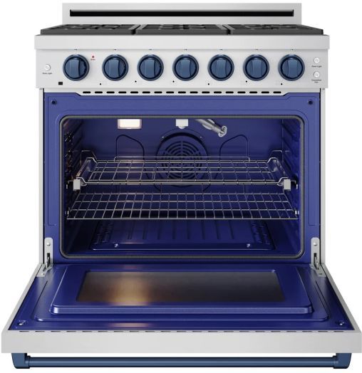 Thor Kitchen® Gordon Ramsay 36" Stainless Steel/Blue Freestanding Pro Style Gas Range-1