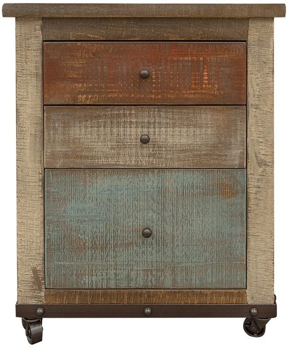 International Furniture Direct Antique Brown File Cabinet-2