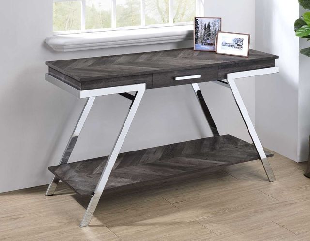 Steve Silver Co. Roma Shadow Gray Sofa Table with Chrome Base-1