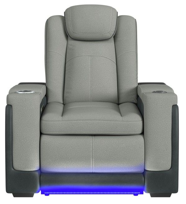 Elements International Lantana Charcoal/Rocky Cement Power Recliner-2
