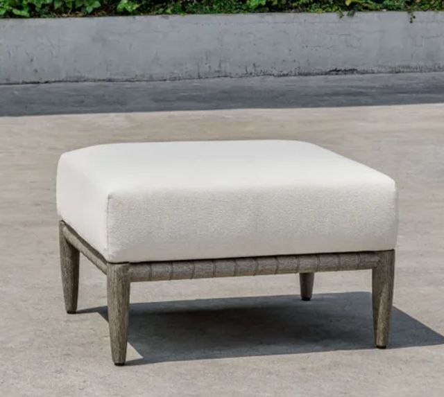 Uttermost® Borneo Oyster White Fabric Cushion Indoor-Outdoor Ottoman-1