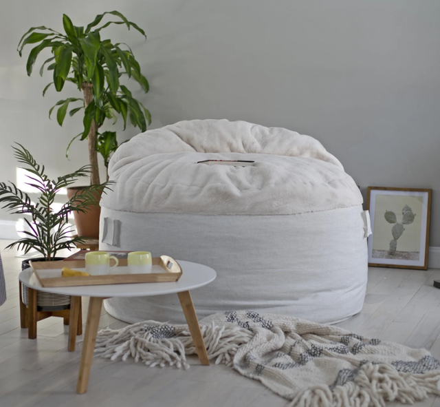CordaRoy's® Nest Cream Bunny Fur Queen Adult Bean Bag Chair-1