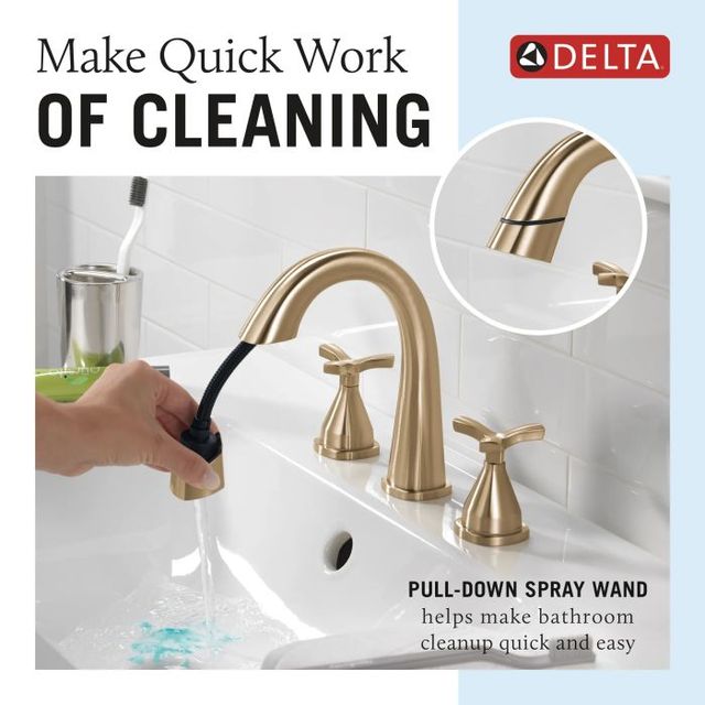 Delta Stryke® Lumicoat® Champagne Bronze 2-Handle Widespread Pull Down Bathroom Faucet-2
