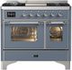 Ilve® Majestic III 40" Blue Gray Pro Style Dual Fuel Liquid Propane Range with Triple Glass Door and Chrome Trim-0
