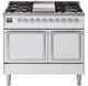 Ilve® Nostalgie II Noblesse 40'' White Pro Style Dual Fuel Range with Chrome Trim-0