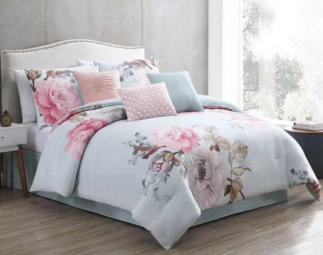 Hallmart Collectibles Rachel 7-Piece Spa Queen Comforter Set-0