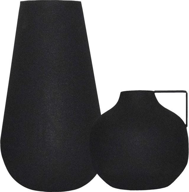 Renwil® Roove Set of 2 Textured Matt Black Vases-0