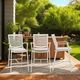 Armen Living Portals Light Matte Sand Aluminum/Fabric Outdoor Bar Stool-1
