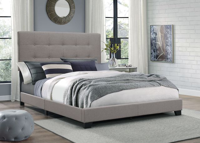 Crown Mark Florence Gray Upholstered Queen Panel Bed-1