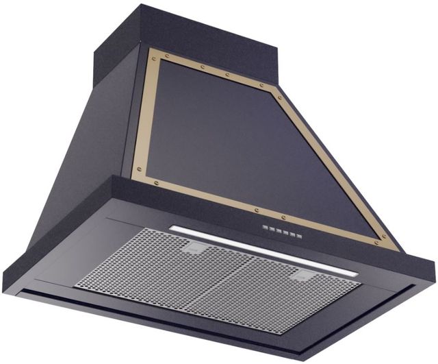 Ilve® Nostalgie II Noblesse 30" Midnight Blue Wall Mounted Range Hood with Noblesse Frame-1