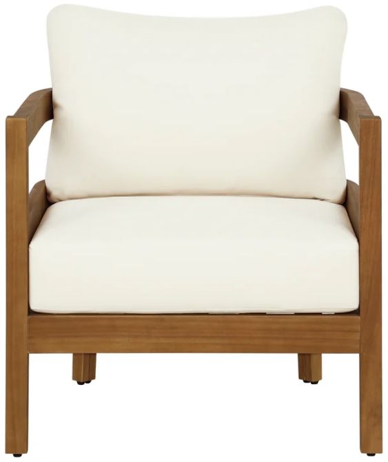 Linon Surfside Beige/Brown Acacia/Fabric Outdoor Club Chair-2