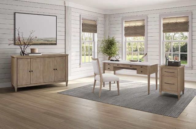 Bernards Citrus Heights Sand/White 5-Drawer Desk-1