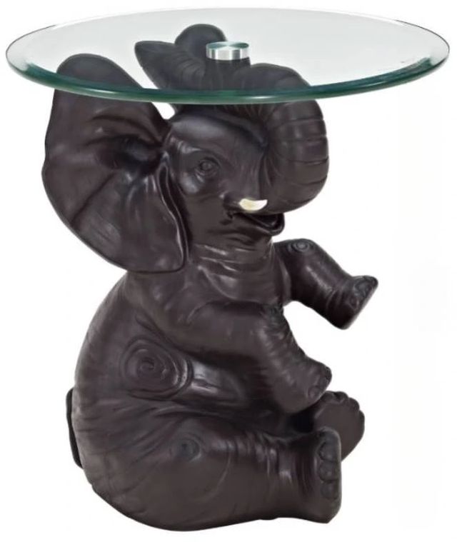 Powell® Ernie Glass Top Elephant Side Table with Dark Gray Base-0