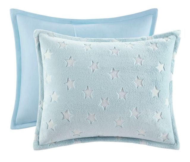 Olliix by Mi Zone Kids Quinny Aqua Full/Queen Glow In The Dark Plush Comforter Set-1