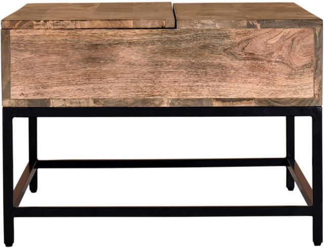 Worldwide Homefurnishings Inc. Ojas Natural Burnt Lift-Top Coffee Table with Black Base -3