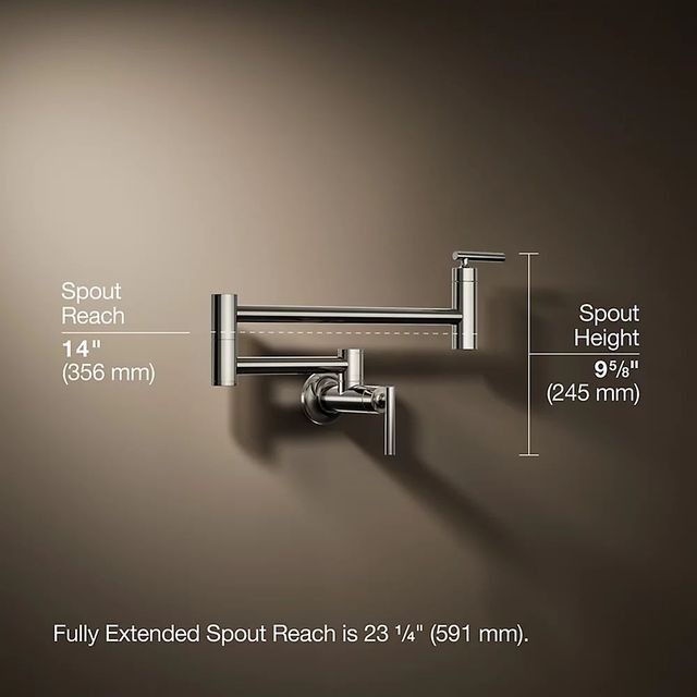 KOHLER® Vibrant Polished Nickel Wall-Mount Pot Filler-2
