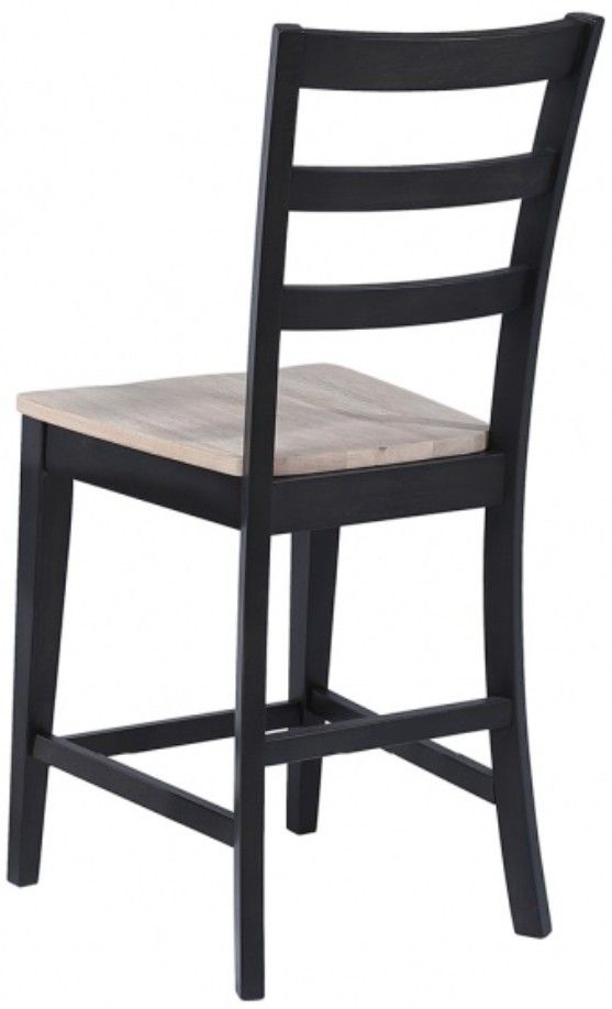 Winners Only® Bay City Ebony/Nature Ladder Back Bar Stool-1