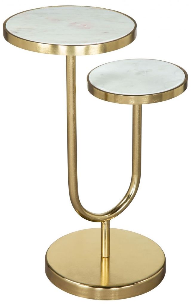 Zuo® Modern Marc White Mable Top Side Table with Gold Base-1