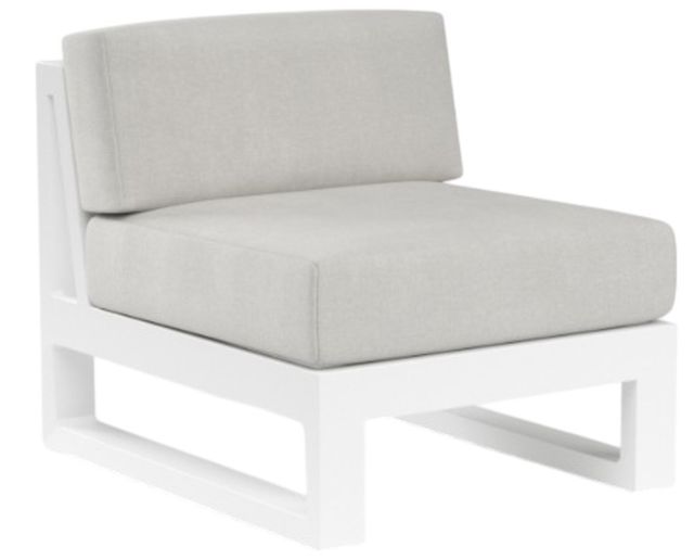 Sunset West Newport Satin White Aluminum Armless Outdoor Club Chair with Cast Silver Cushion-0