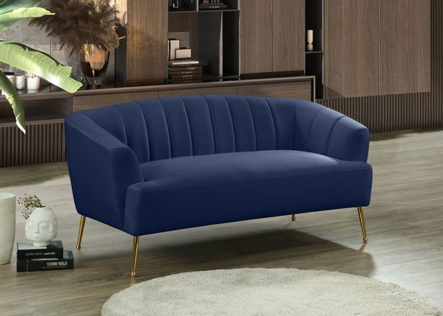 Meridian Furniture Tori Navy Velvet Loveseat-1