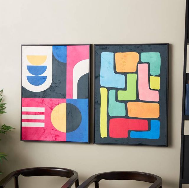 Deco Marche CosmoLiving by Cosmopolitan 2-Piece Geometric Living Room Framed Wall Art Set-4
