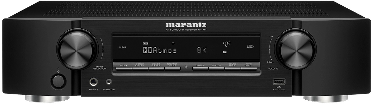 Marantz® NR1711 Black 7.2ch. 8K Ultra HD AV Slim Receiver with