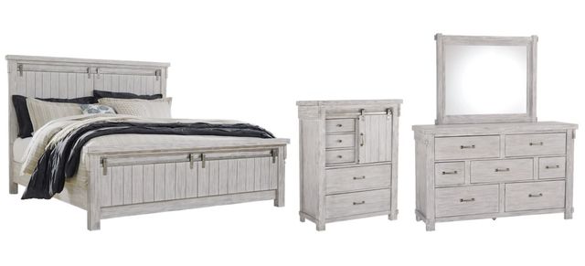 Signature Design by Ashley® Brashland 4-Piece White King Panel Bed Set-0