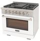 Kucht Professional KFX Series 36" Stainless Steel Pro Style Natural Gas Range with White Door and True Simmer Burners-3