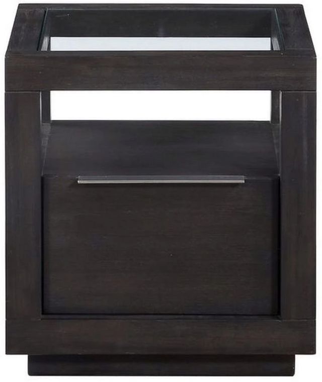 Modus Furniture Oxford Glass Top End Table with Basalt Gray Base-2