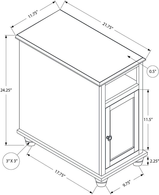 Monarch Specialties Inc. Antique White/Espresso Veneer Narrow Accent Table-1