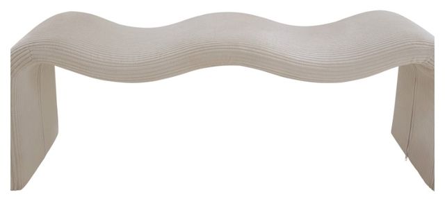 Meridian Furniture Willow Beige Corduroy Fabric Bench-2