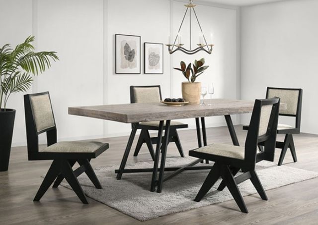 Furniture of America® Tottenham Gray Dining Table with Black Base-1