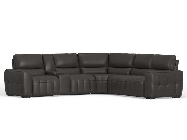 York 6 Piece Power Leather Sectional-2