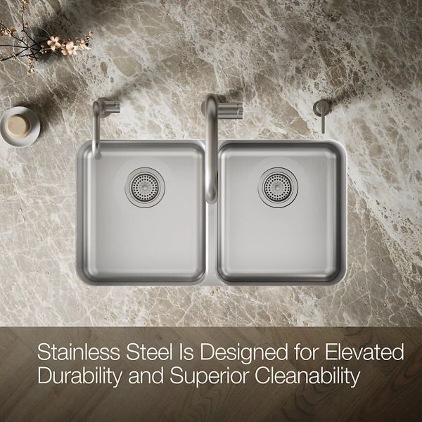 KOHLER® Undertone® Stainless Steel 32" Undermount Double-Bowl Kitchen Sink-4