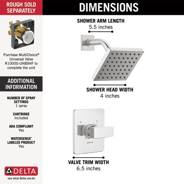 Delta Modern Monitor 14 Series 14" Chrome Shower Trim-2